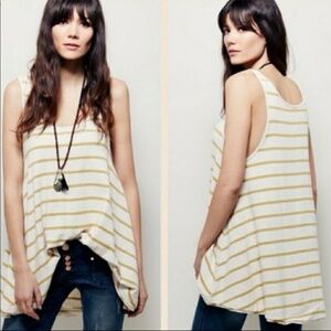 Free People Garden stripe swing long tunic tank